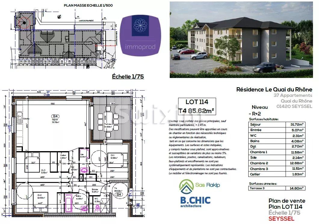 appartement 4 Pièces en vente sur Seyssel (01420)