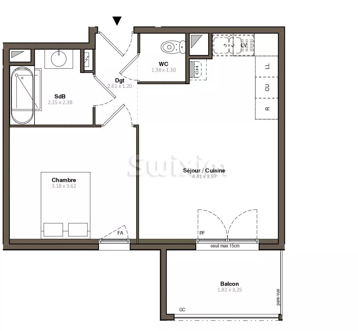 apartamento 2 Quartos para venda sobre Givors (69700)