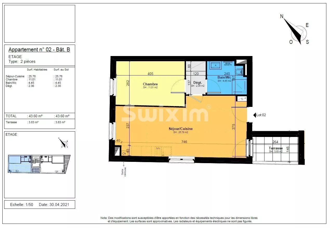 Venta Apartamento Oberschaeffolsheim 2&nbsp;Salas 43.6&nbsp;m²