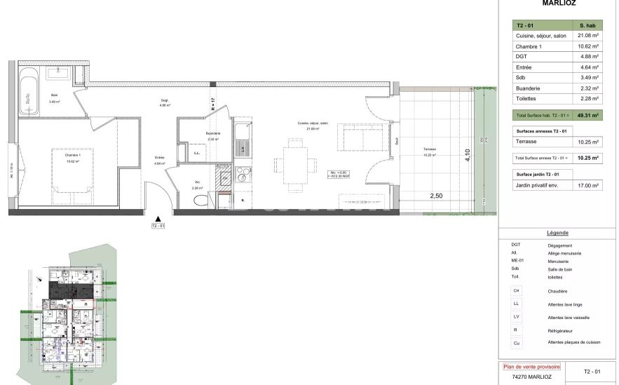 Vente Appartement Marlioz 2&nbsp;Pièces 49.31&nbsp;m²