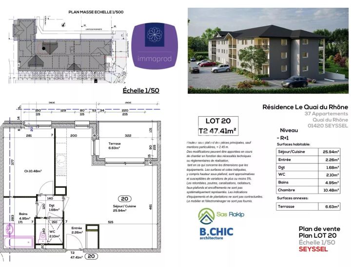 Venda Apartamento Seyssel 2&nbsp;Quartos 47.41&nbsp;m²