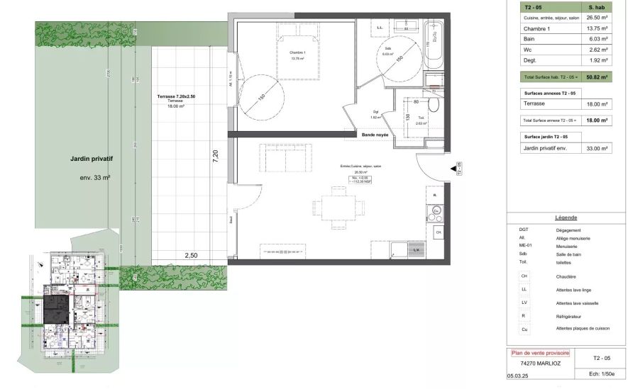 Vente Appartement Marlioz 2&nbsp;Pièces 50.82&nbsp;m²