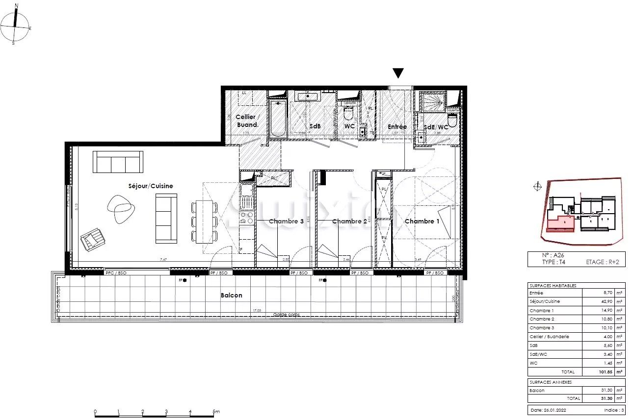 appartement 4 Pièces en vente sur Saint-Didier-au-Mont-d'Or (69370)