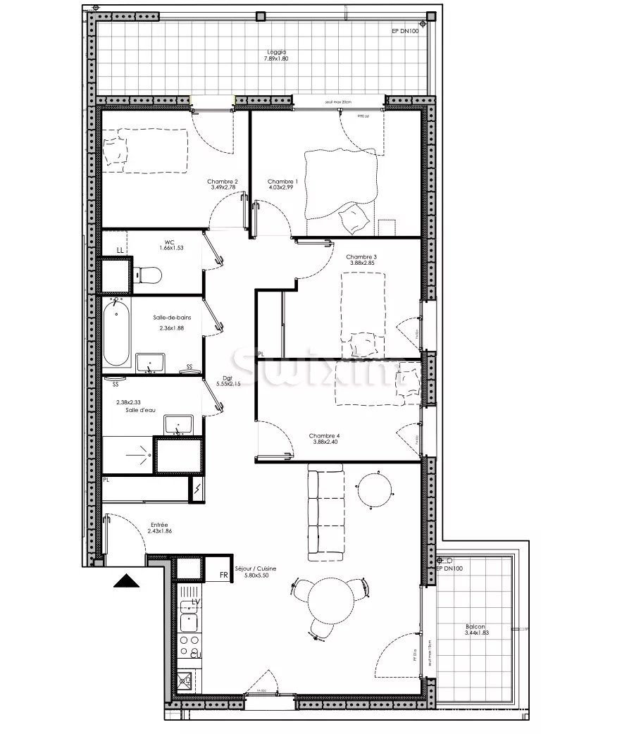 appartement 5 Pièces en vente sur Neuville-sur-Saône (69250)
