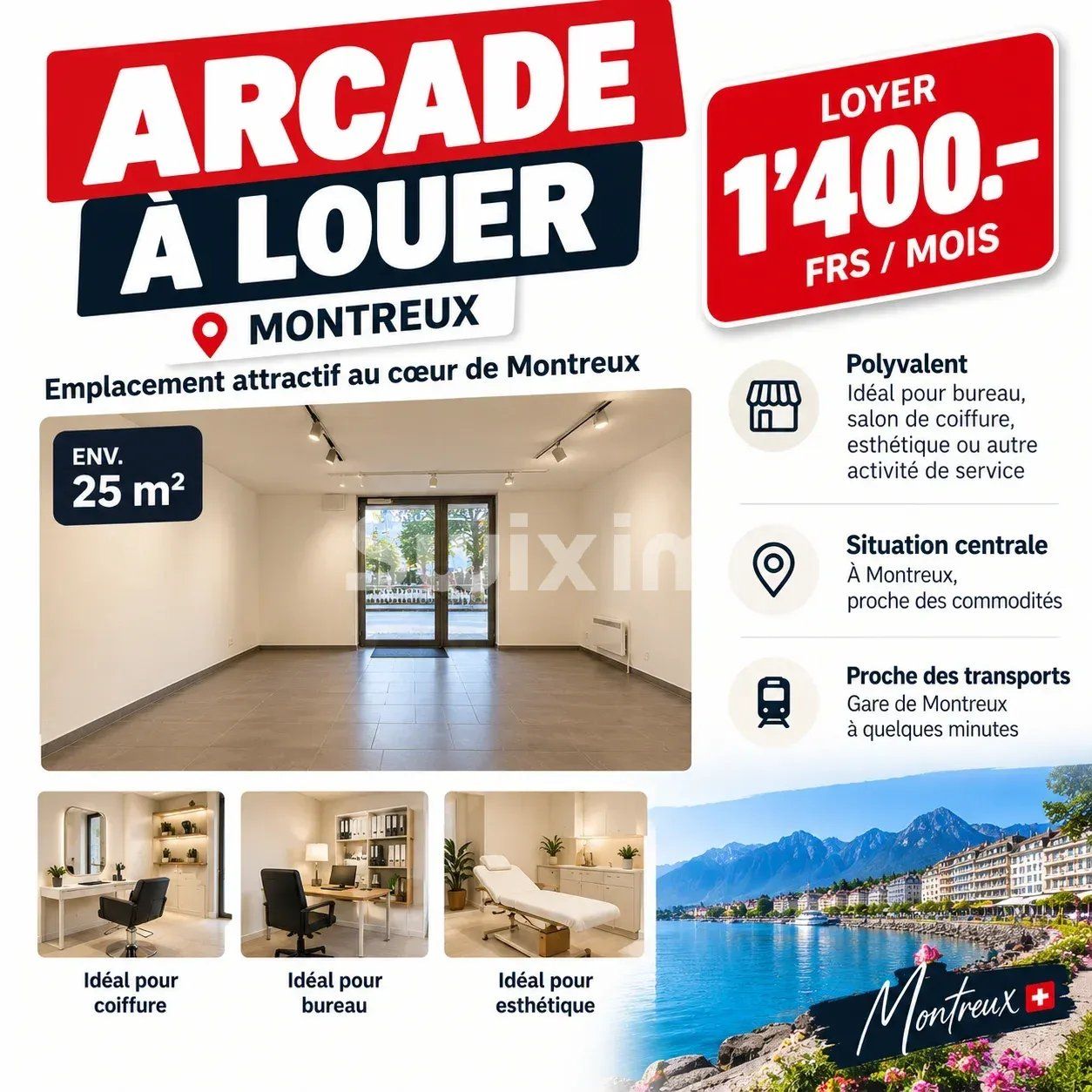commercial local 1 room for rent on Montreux (1820)